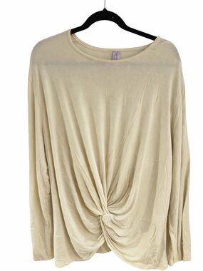 Snoga Athletics Cream Twist Front Long Sleeve Top 3X Soft Stretch Modest Chic